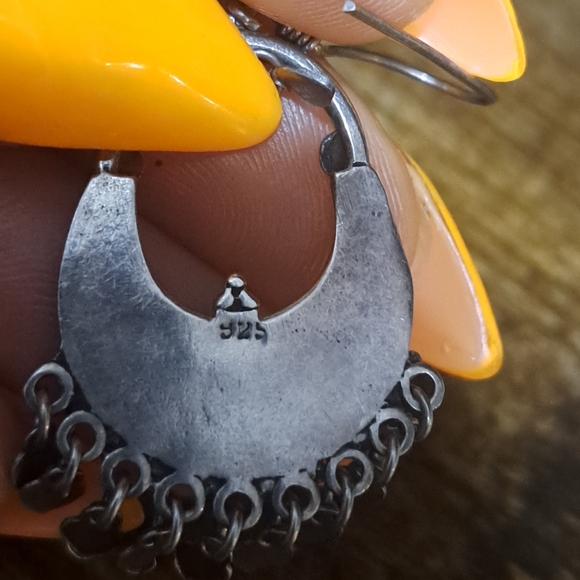 925 Sterling Silver Chandelier Dangle Earrings With Black Onyx Gemstone - Picture 5 of 6